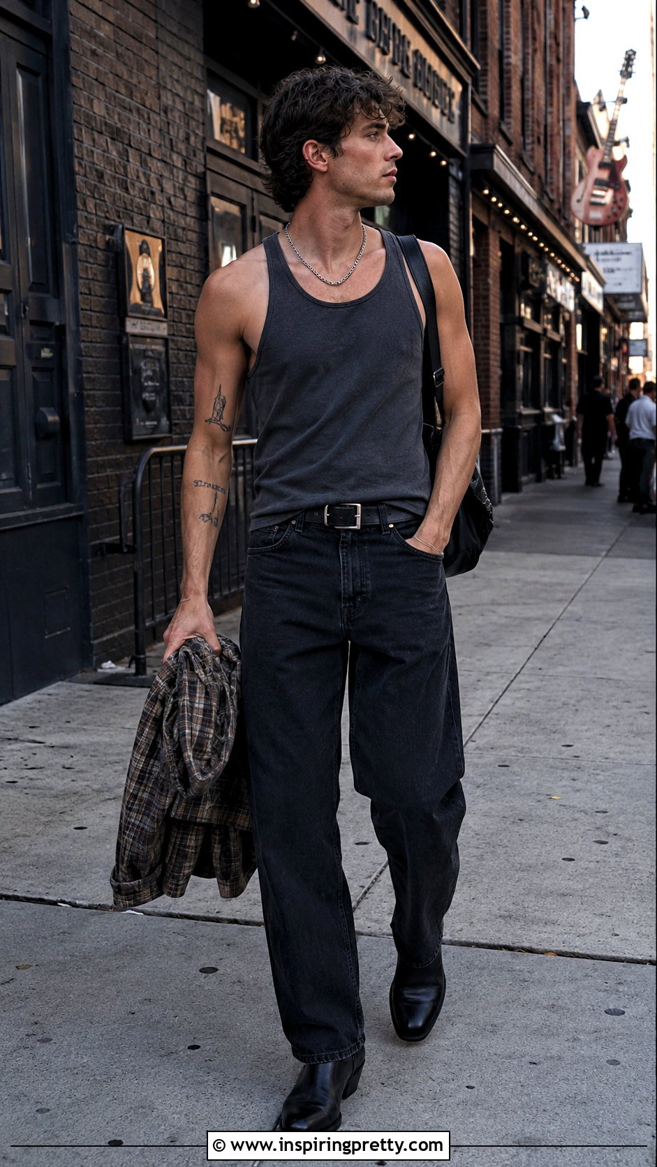 Washed Tank Top With Black Jeans - 20 men tank top aesthetic outfit ideas