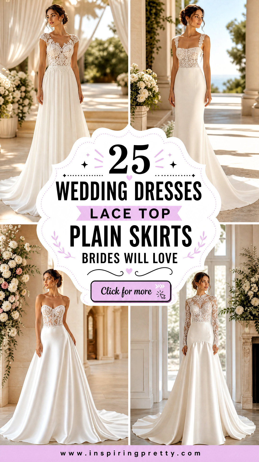 25 Wedding Dresses Lace Top Plain Skirts Brides Will Love - 25 Wedding Dresses Lace Top Plain Skirts Brides Will Love