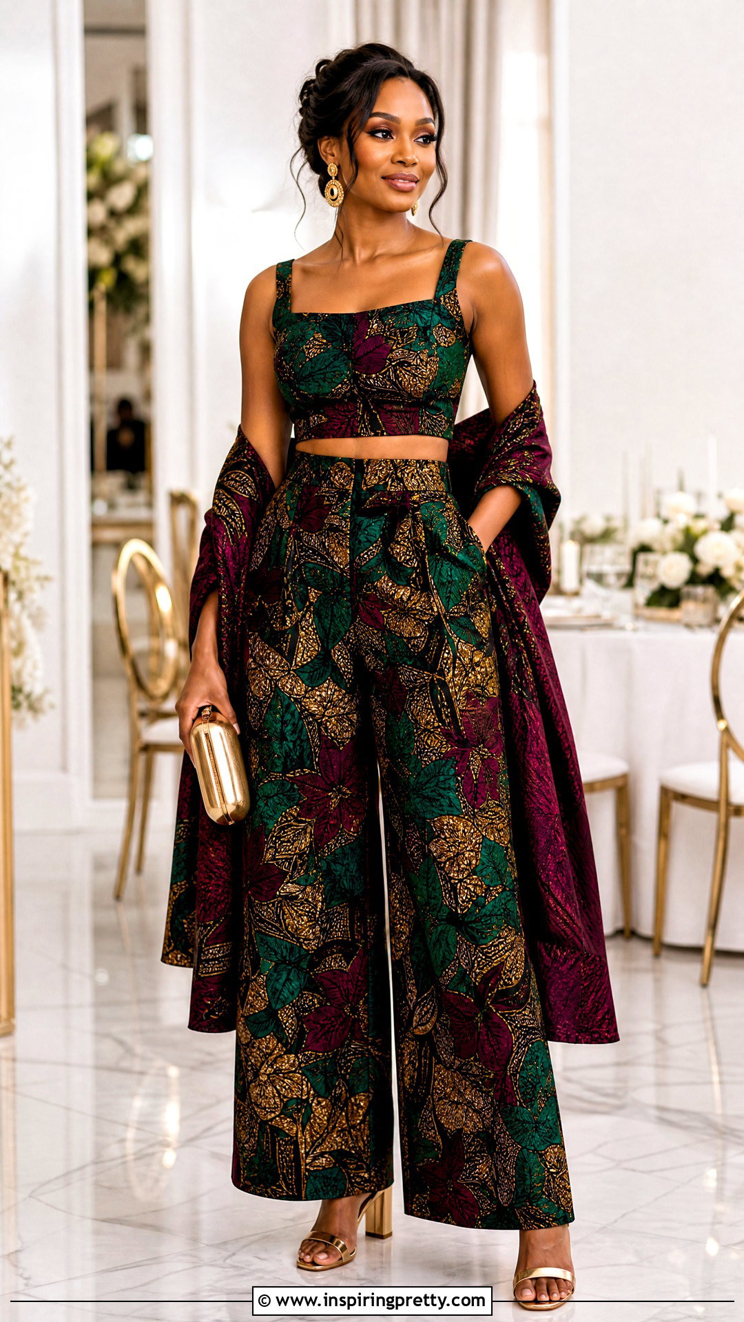 Wedding Guest Ankara Palazzo Trouser And Crop Top - 50 Ankara Palazzo Trouser And Crop Top outfit ideas