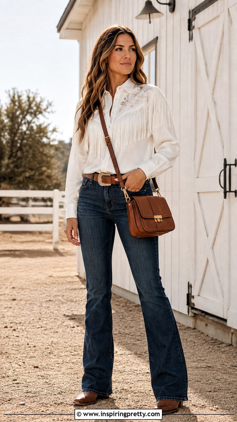 Western Fringe Shirt With Bootcut Jeans - 50 Fringe Top outfit ideas