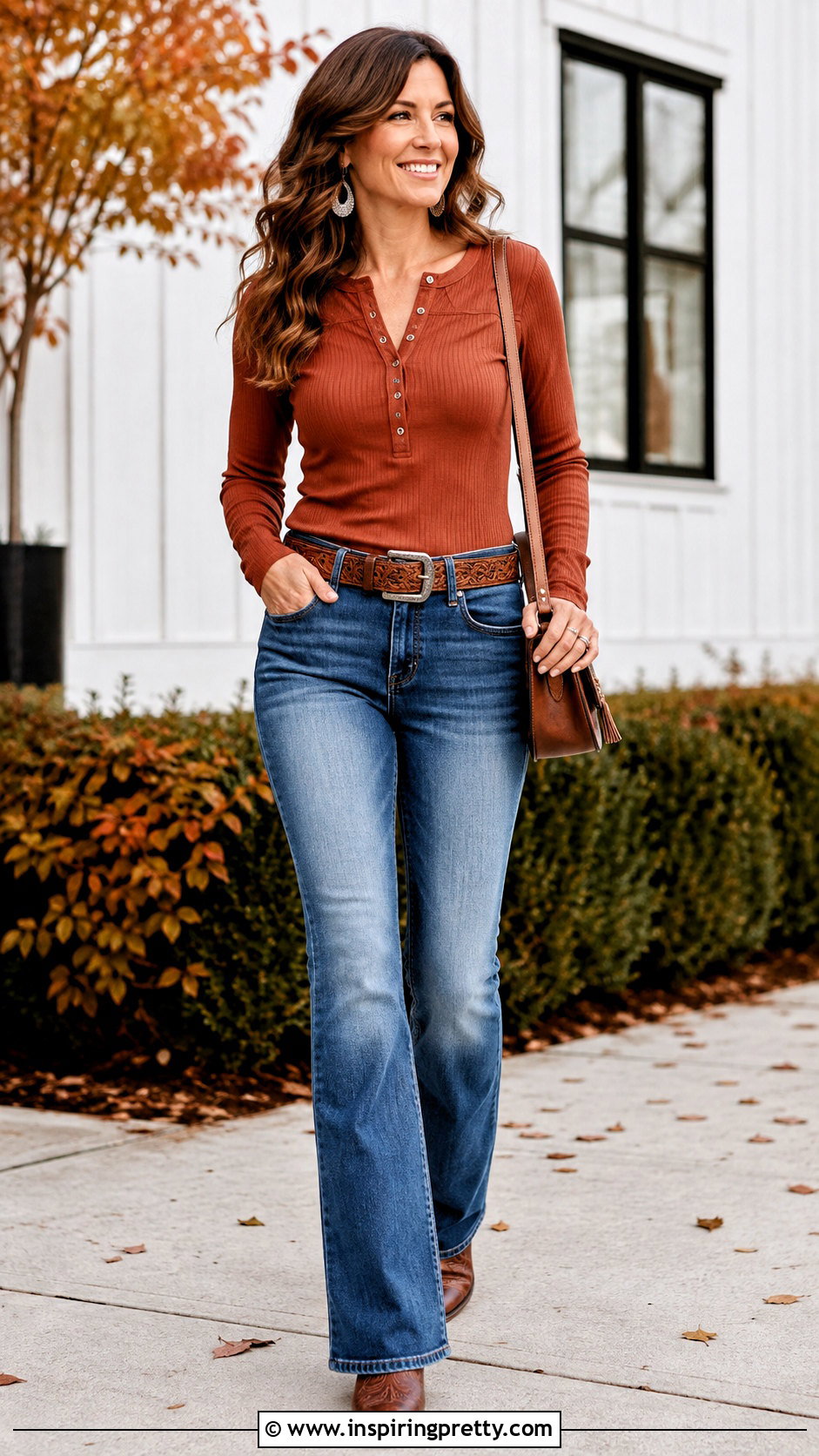 Western Henley Top With Bootcut Jeans - 50 western tops designs for jeans