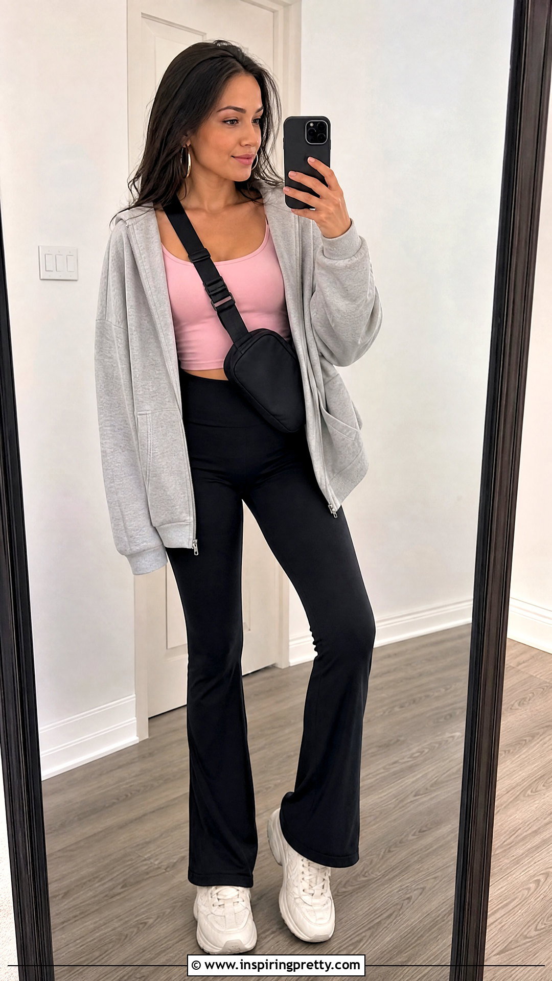 Wet Seal Pink Top With Black Flare Leggings - 20 wet seal pink top outfit ideas