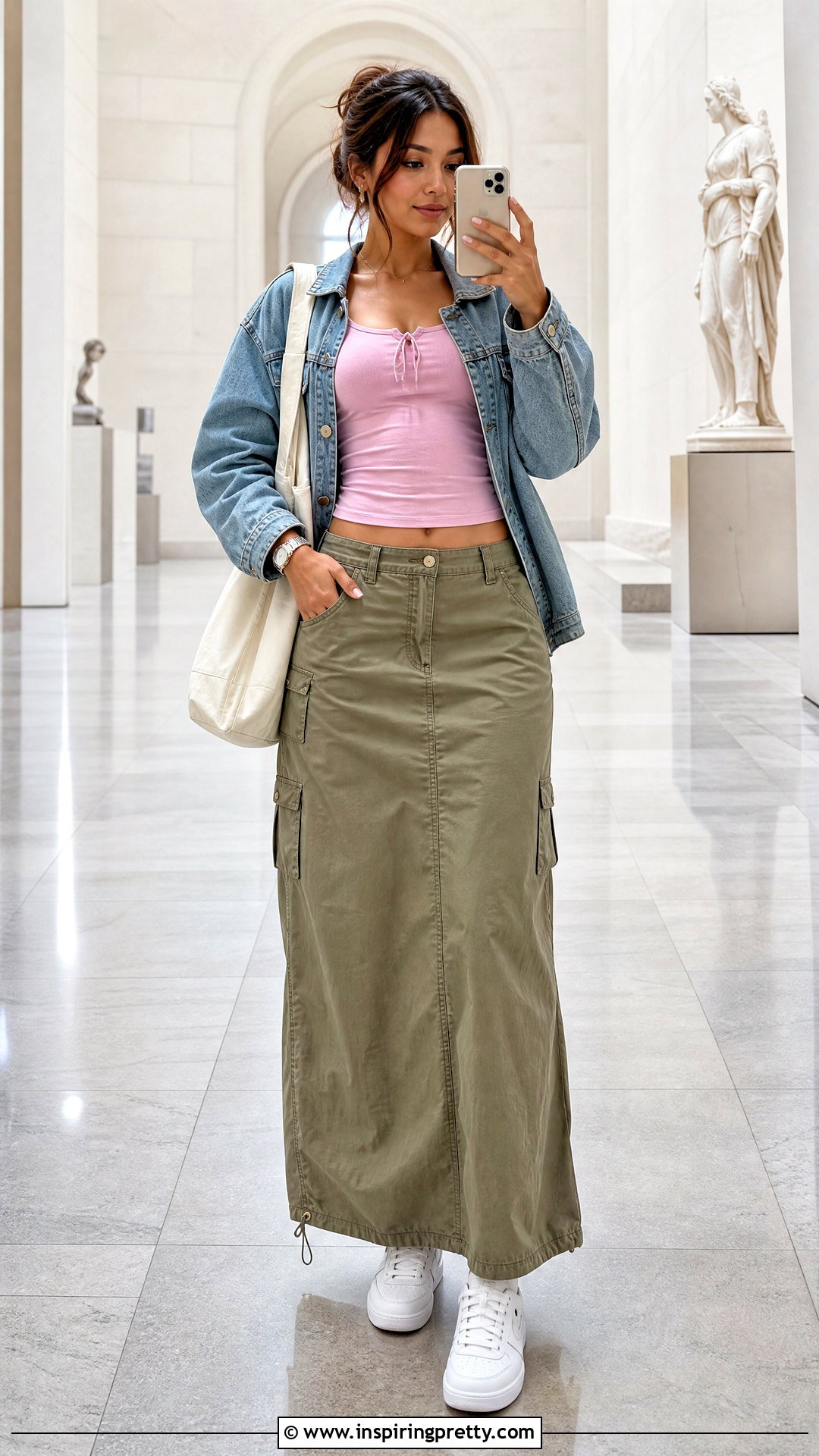 Wet Seal Pink Top With Khaki Cargo Skirt - 20 wet seal pink top outfit ideas