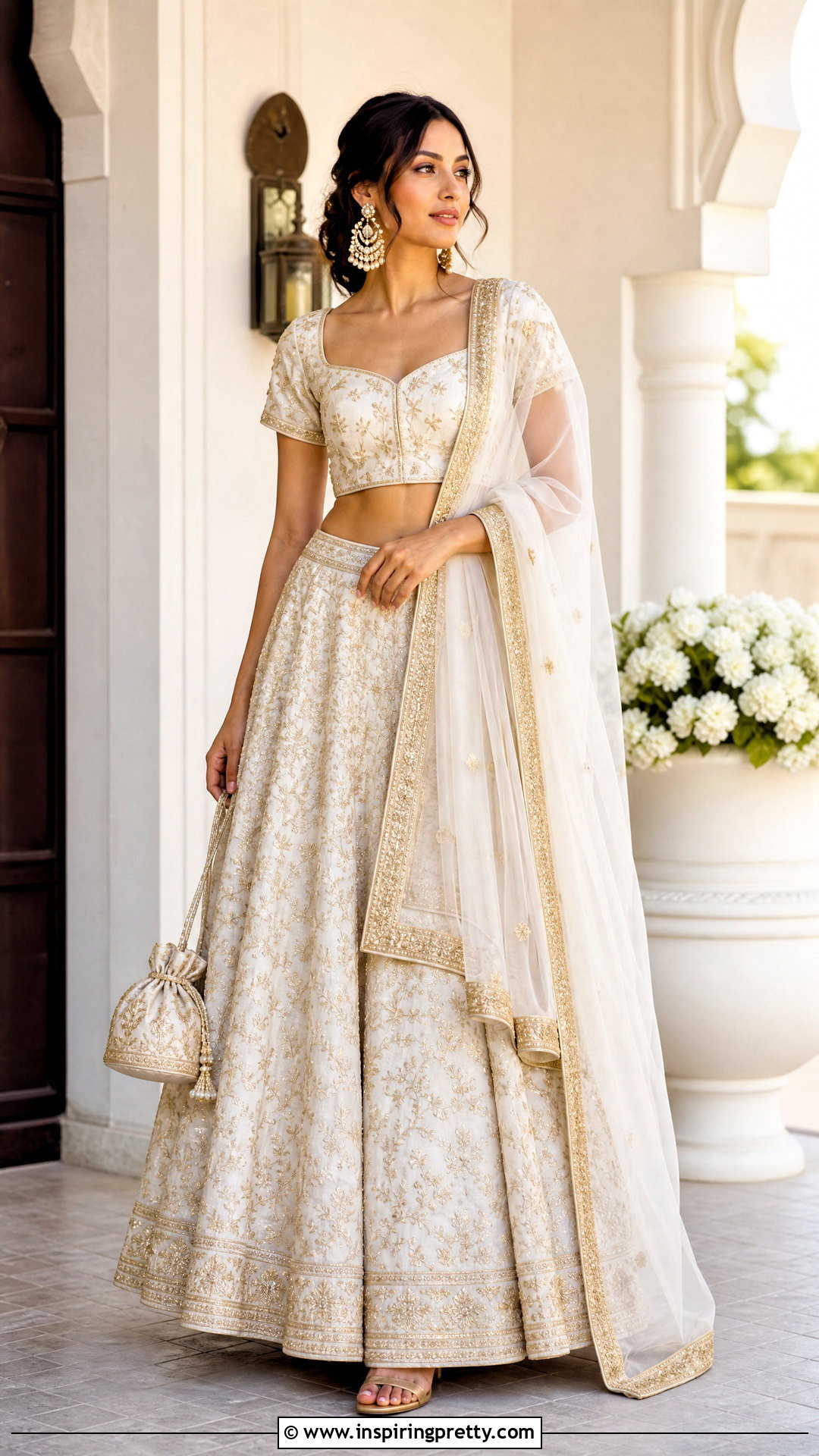 White And Gold Lehenga Crop Top Outfit - 25 lahnga crop top outfit ideas