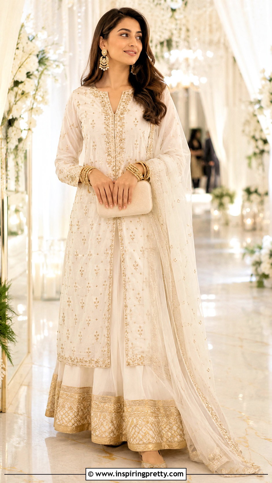 White And Gold Lehenga With Long Top - 50 Lehenga With Long Top outfit ideas