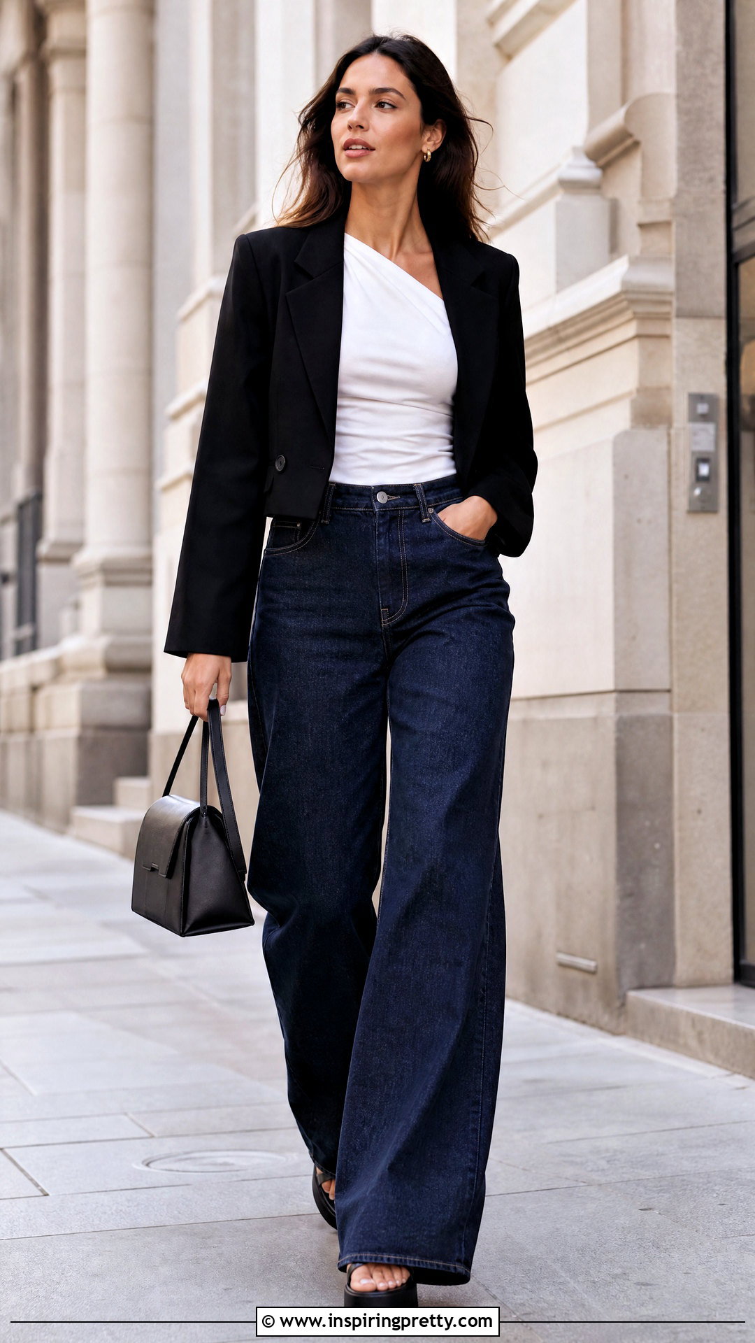 White Asymmetric Top With Wide Leg Jeans - 50 white top aesthetic ideas