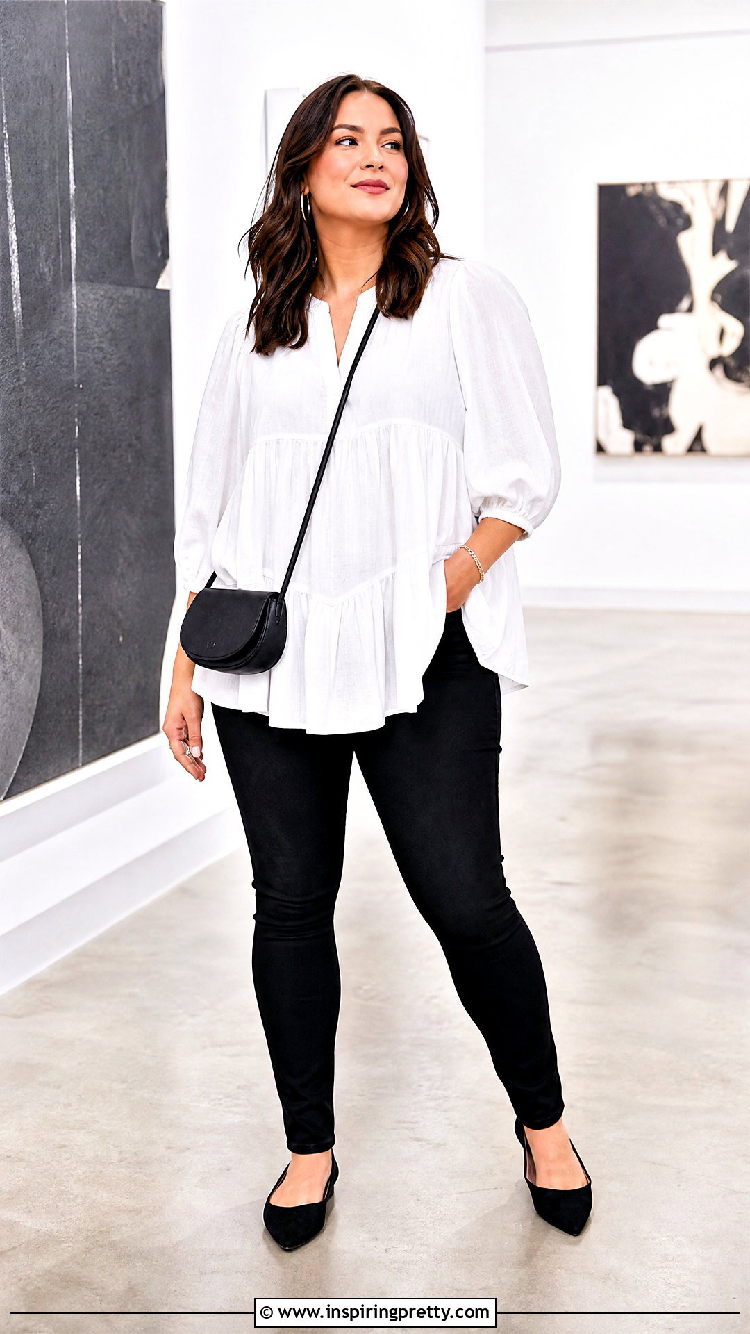 White Babydoll Top With Black Skinny Jeans - 50 white babydoll top outfit ideas