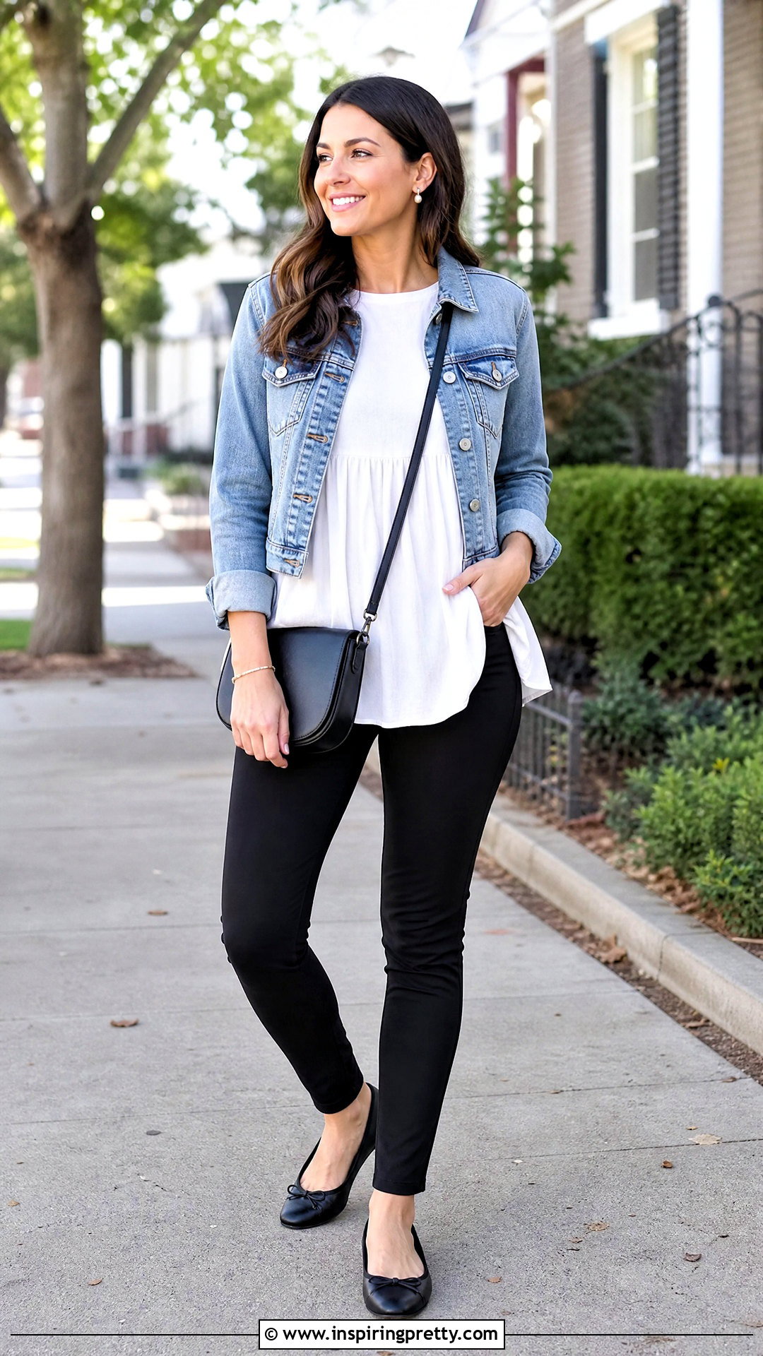 White Babydoll Top With Black Skinny Pants - 50 white top and black pants outfit ideas