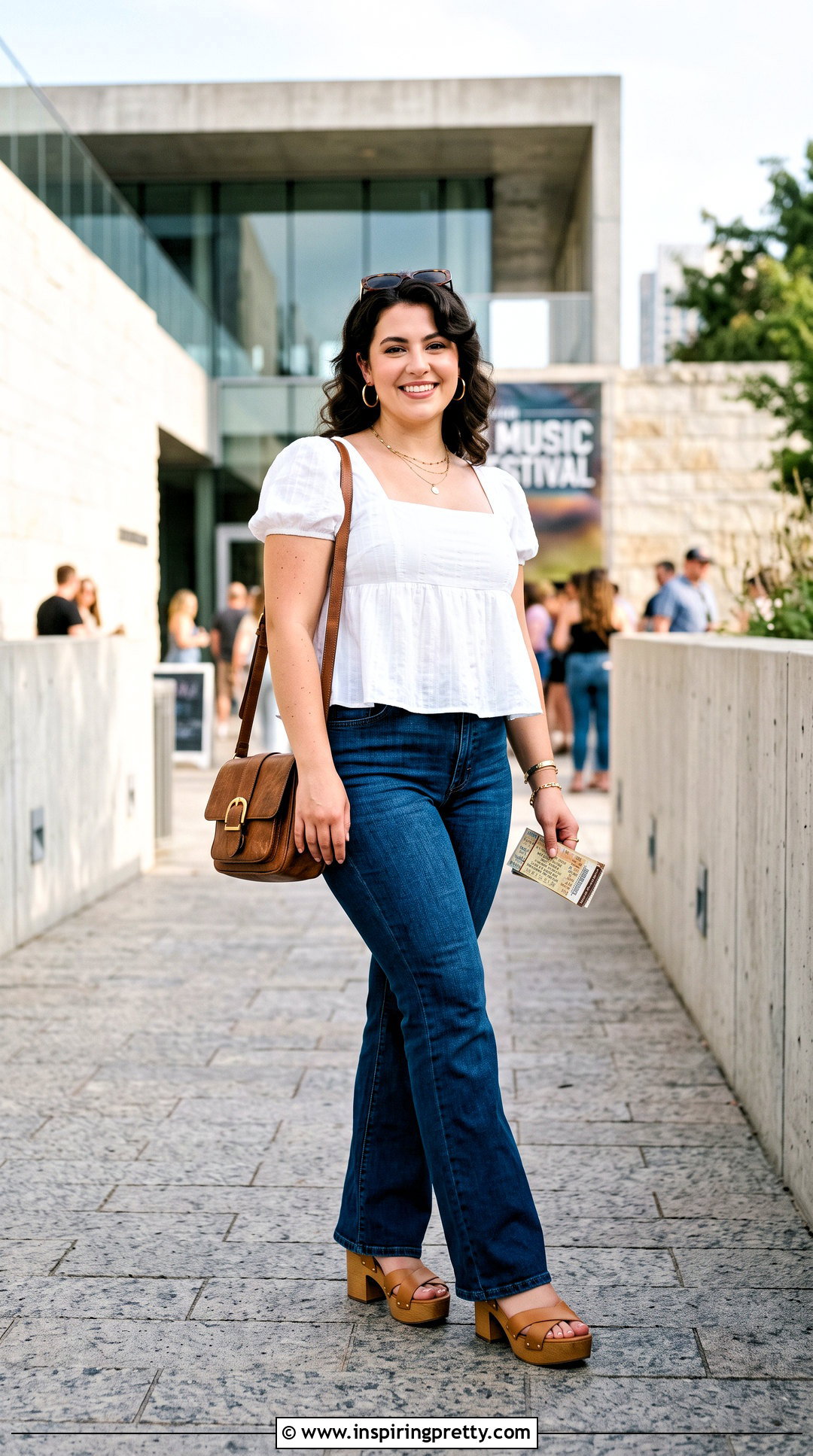 White Babydoll Top With Flared Jeans - 50 white babydoll top outfit ideas