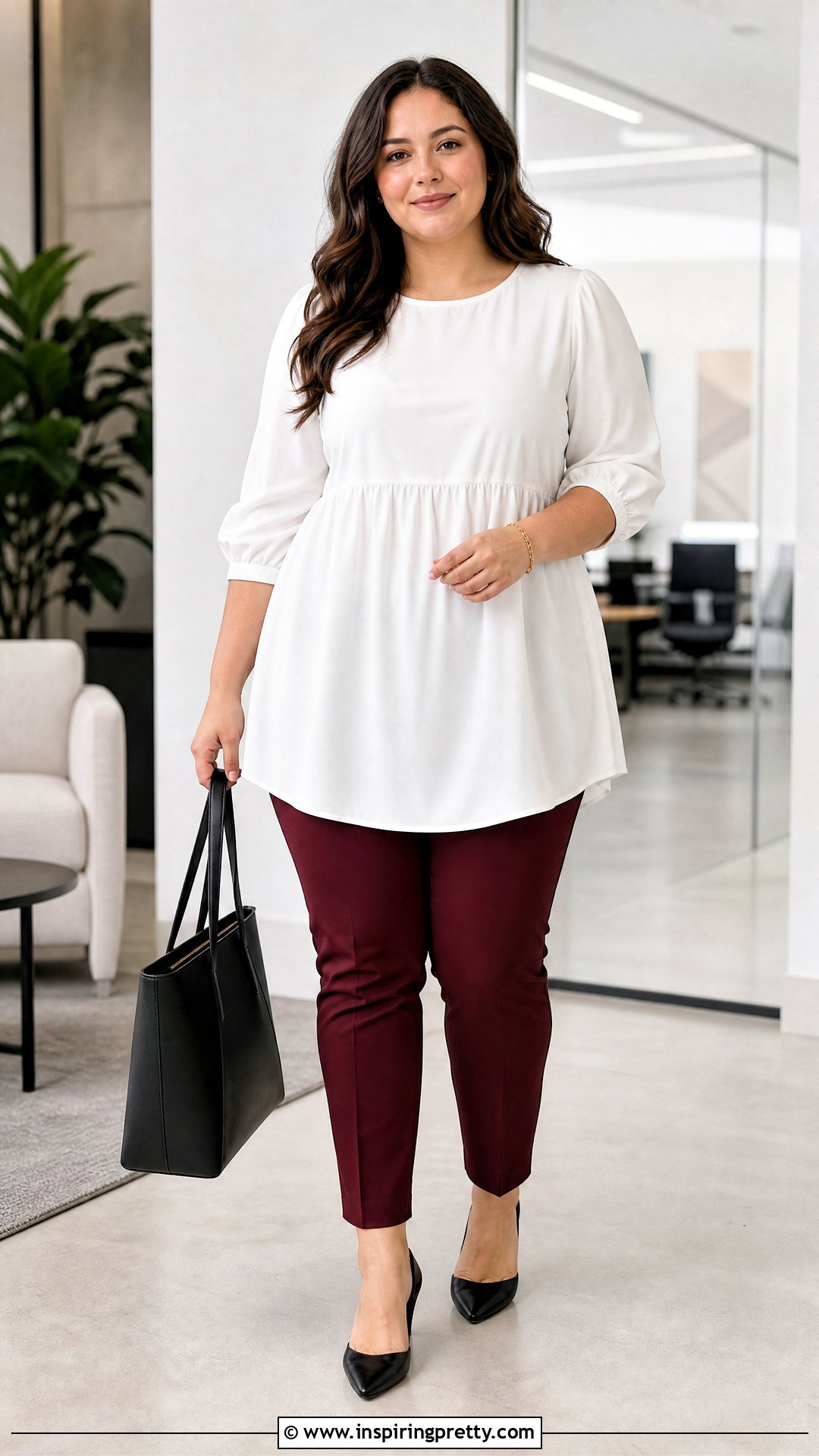 White Babydoll Top With Slim Ankle Pants - 50 white babydoll top outfit ideas