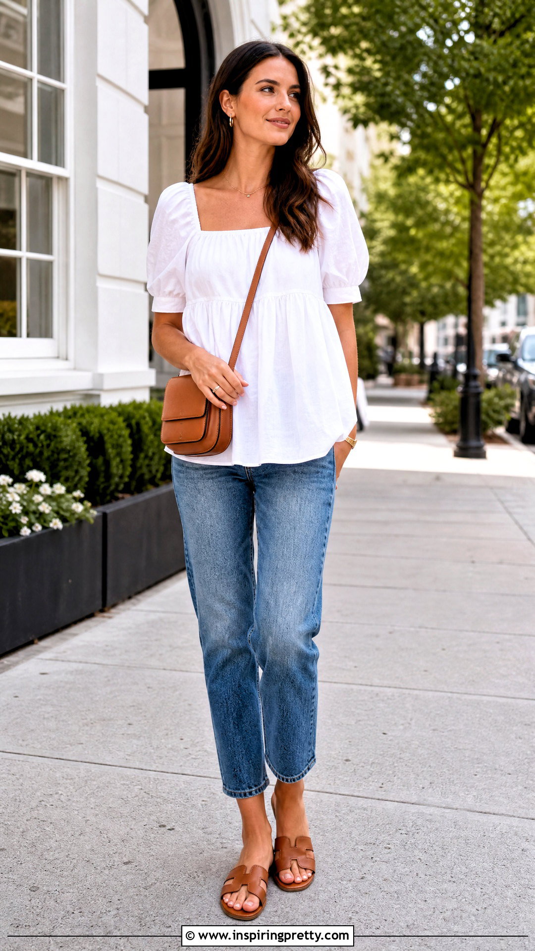 White Babydoll Top With Straight Leg Jeans - 50 white babydoll top outfit ideas
