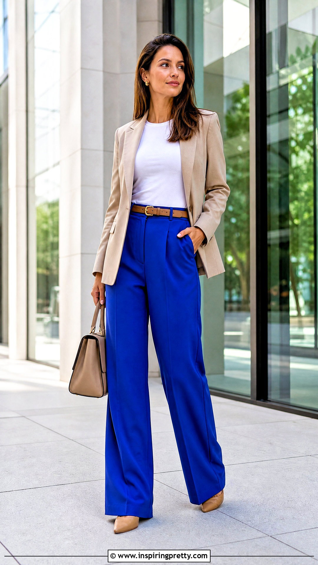 White Basic Top With Bright Trousers - 50 white basic top outfit ideas