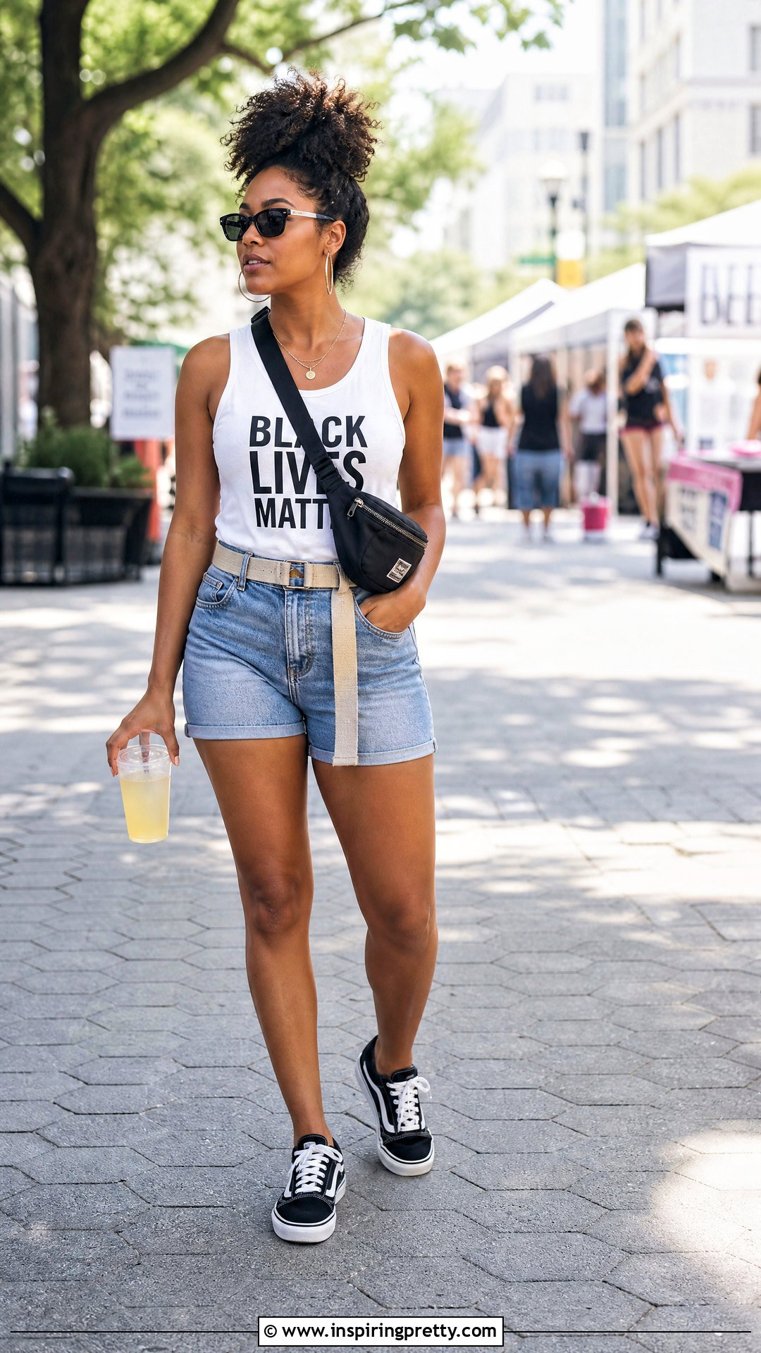 White Black Lives Matter Tank With Denim Shorts - 20 black lives matter tank tops