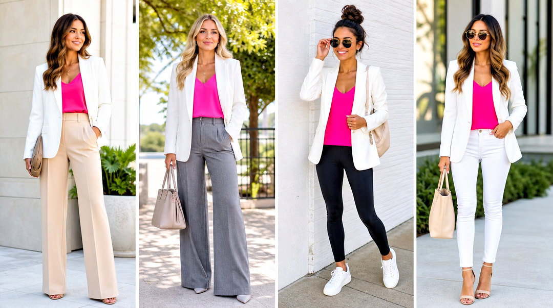 25 White Blazer Pink Top Outfit Ideas for Chic Spring Style