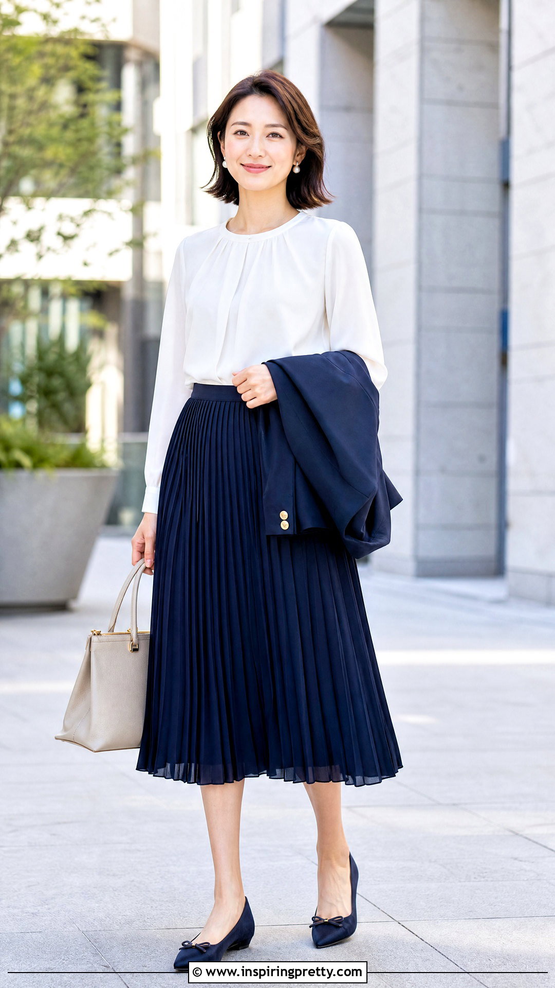 White Blouse And Pleated Midi Skirt Outfit - 50 white top and skirt outfit ideas