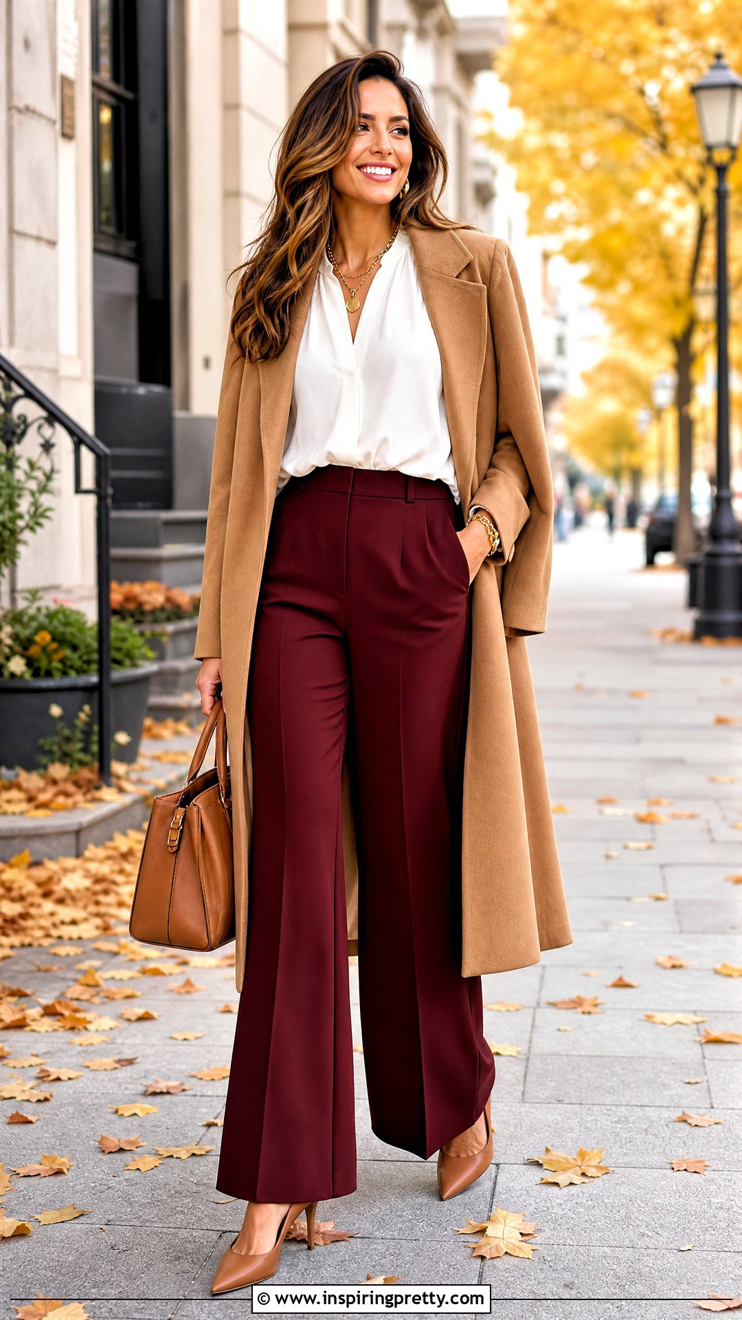 White Blouse With Burgundy Pants - 50 classy white top outfits