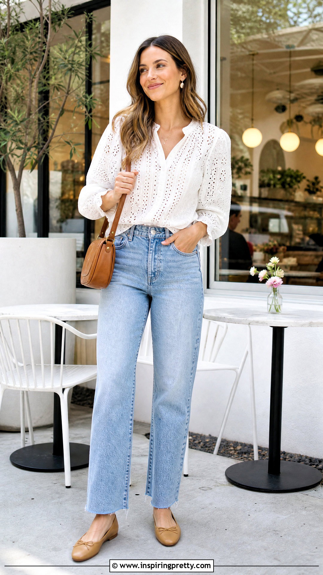 White Blouse With Light Wash Jeans - 50 white top outfit casual ideas