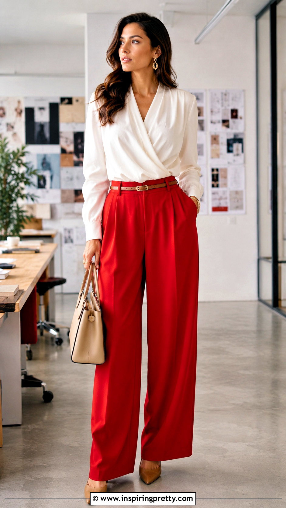 White Blouse With Red Trousers - 50 white tops outfit ideas