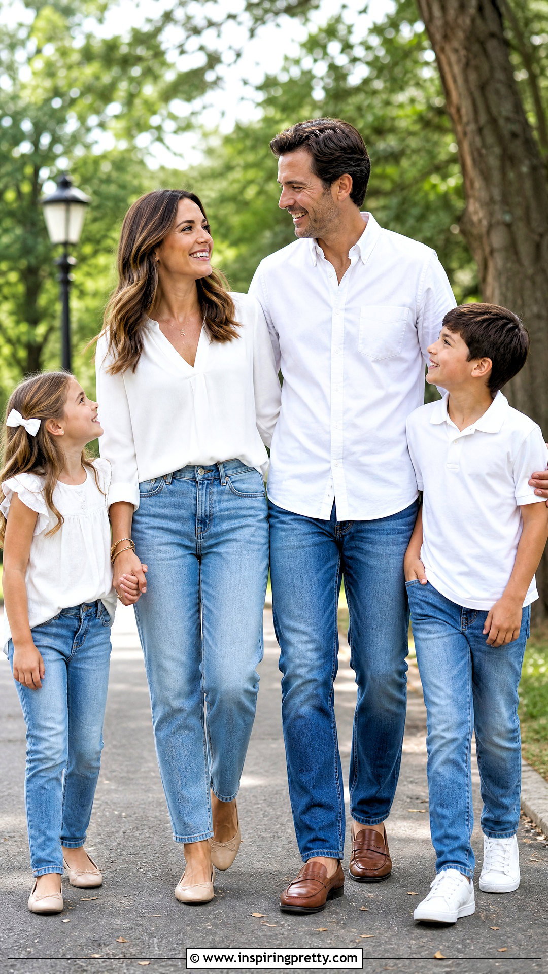 White Blouses And Relaxed Jeans Family Picture - 25 White Tops And Jeans Family Pictures