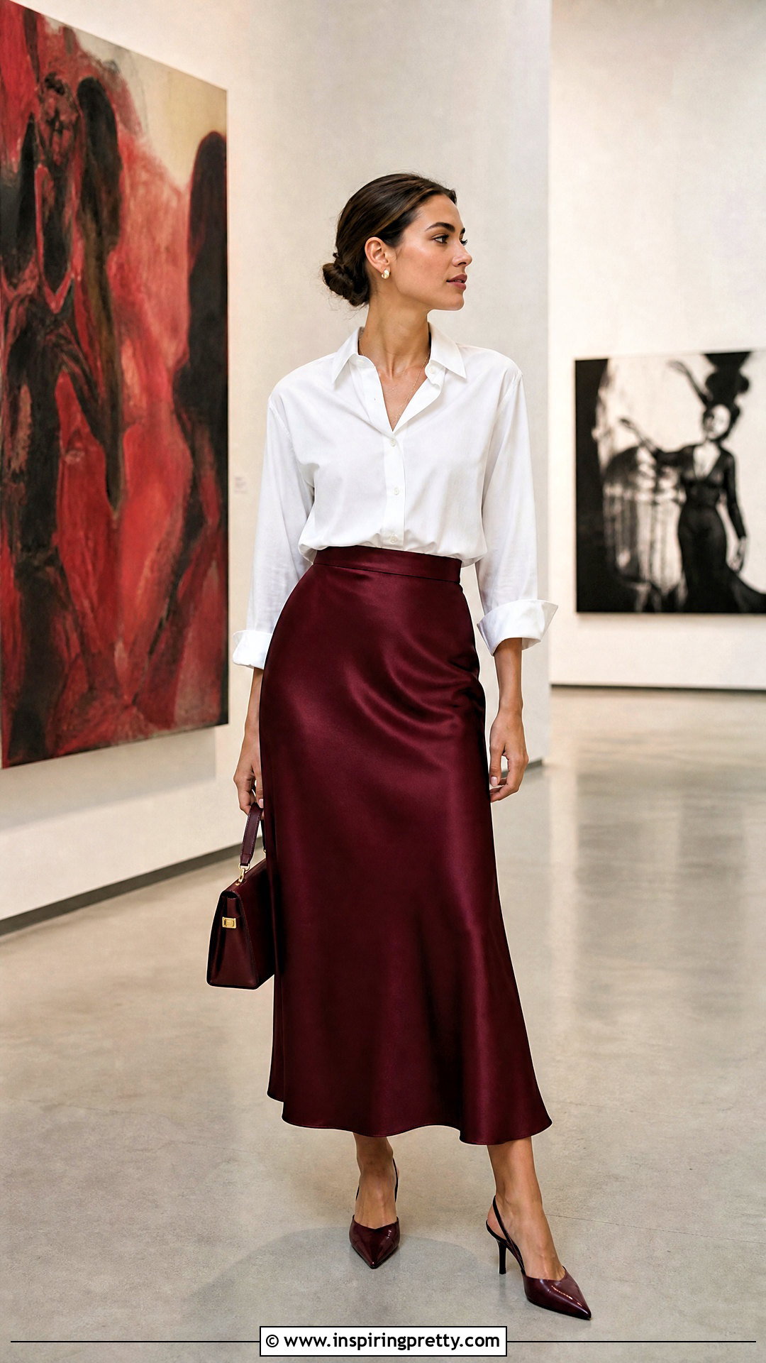 White Button Down And Satin Skirt Outfit - 50 elegant tops classy outfits