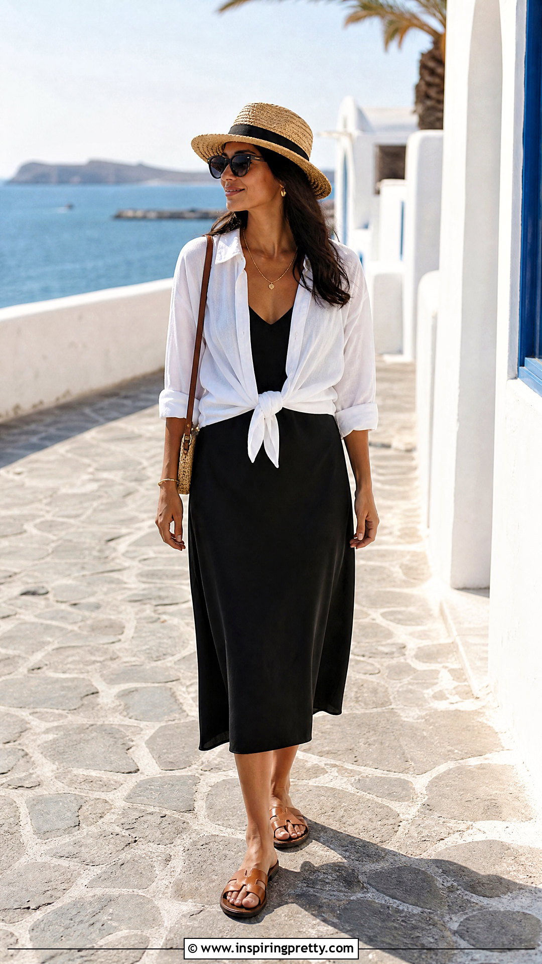 White Button Up Over a Slip Dress - 20 summer white button-up top outfit ideas