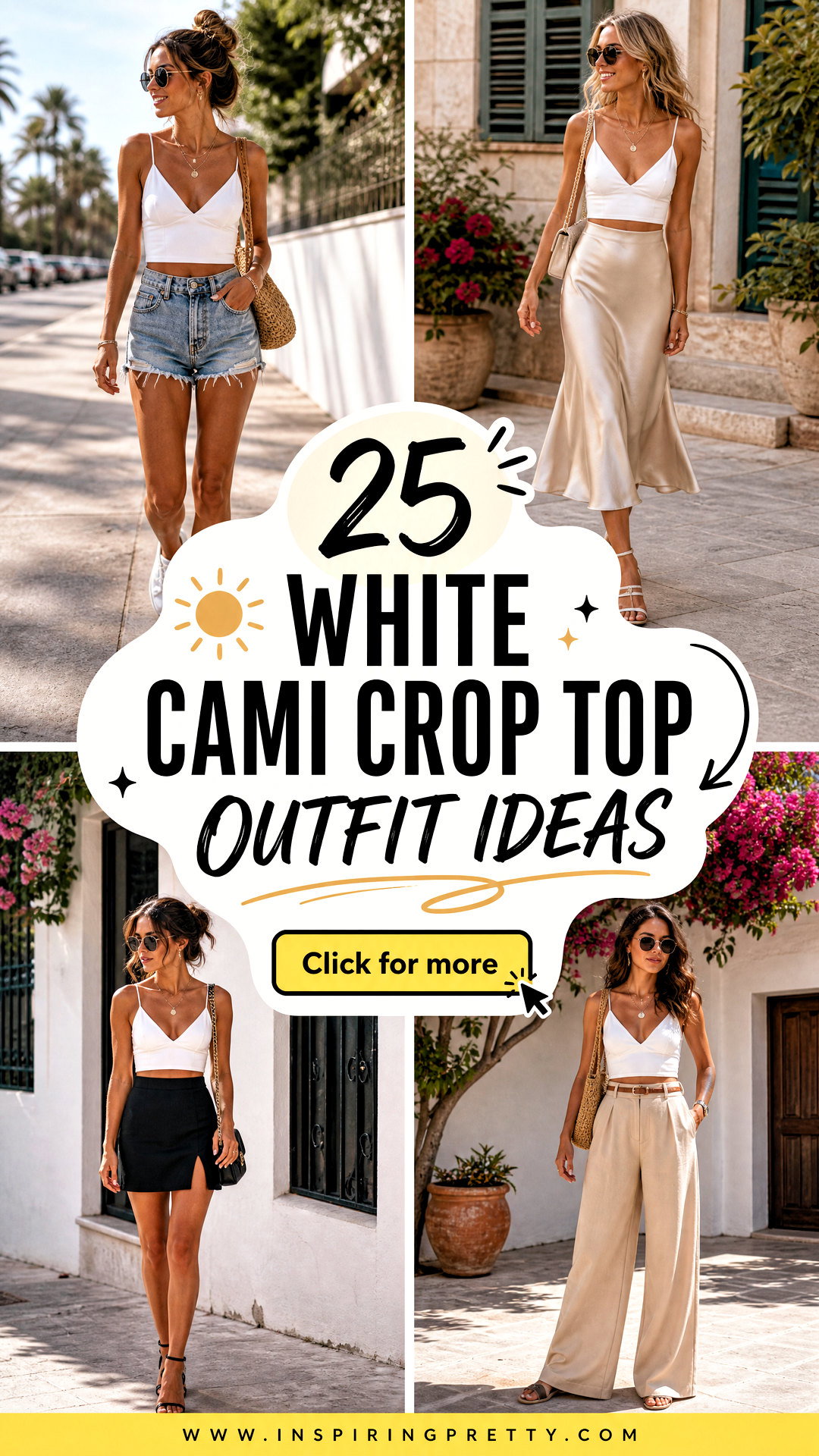 25 White Cami Crop Top Outfit Ideas for Effortless Summer Style - 25 White Cami Crop Top Outfit Ideas for Effortless Summer Style