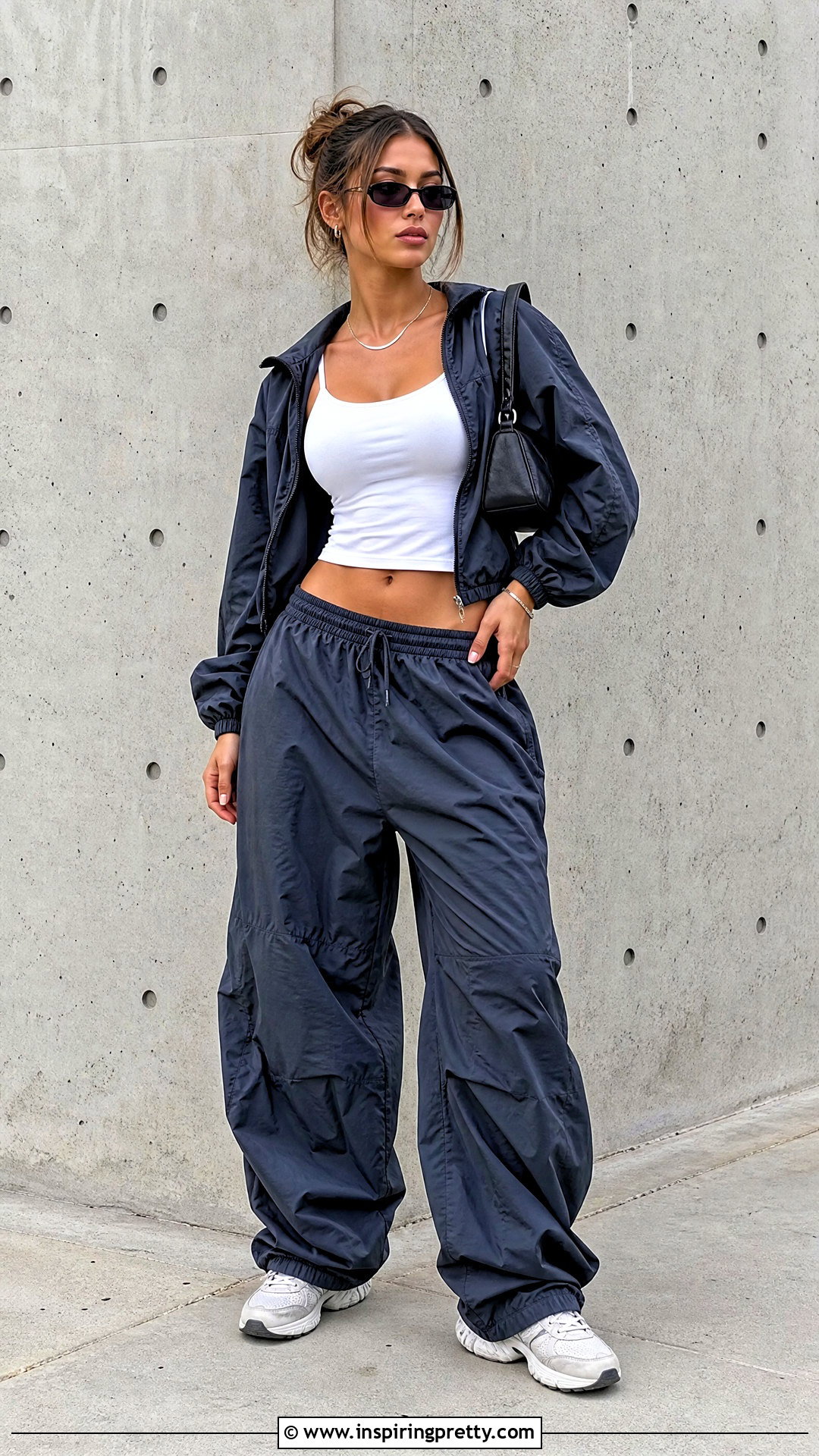 White Cami Crop Top With Parachute Pants - 25 white cami crop top outfit ideas