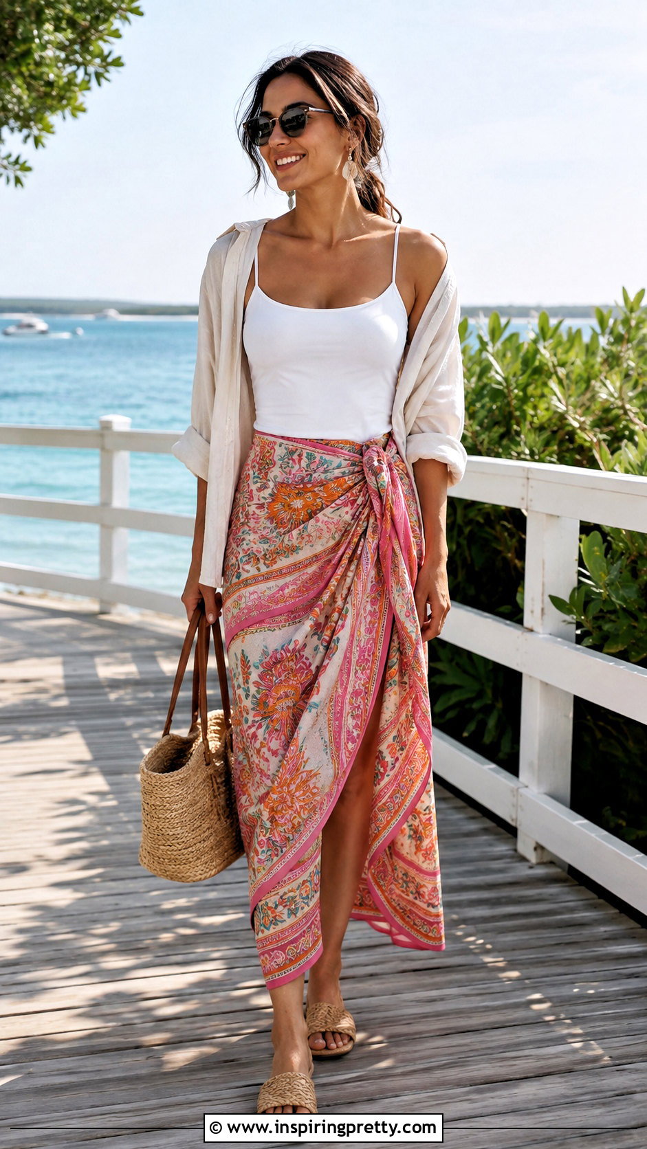 White Cami Top With Sarong Skirt - 50 white cami top outfit ideas