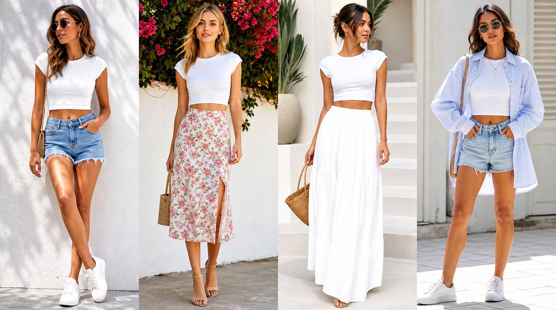 20 White Cap Sleeve Crop Top Outfit Ideas for Polished Days