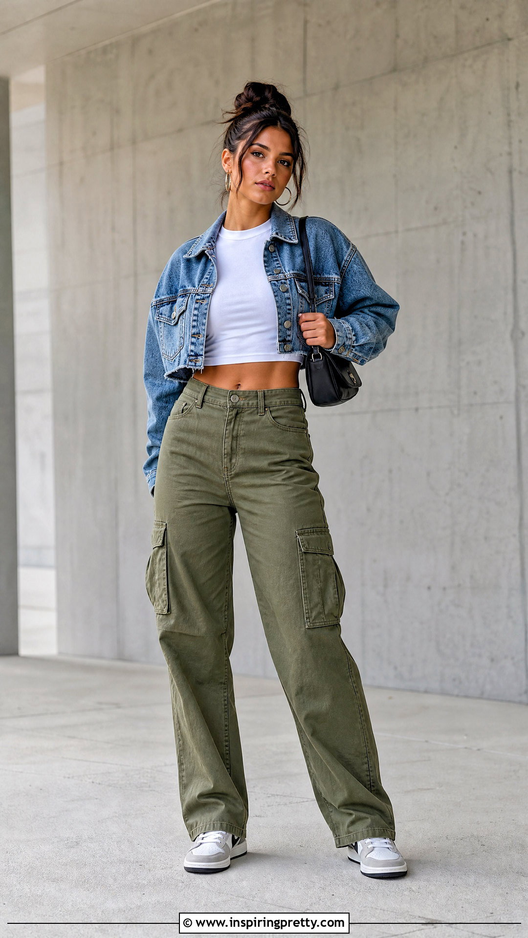 White Casual Crop Top With Cargo Pants - 20 White Casual Top Fashion outfit ideas