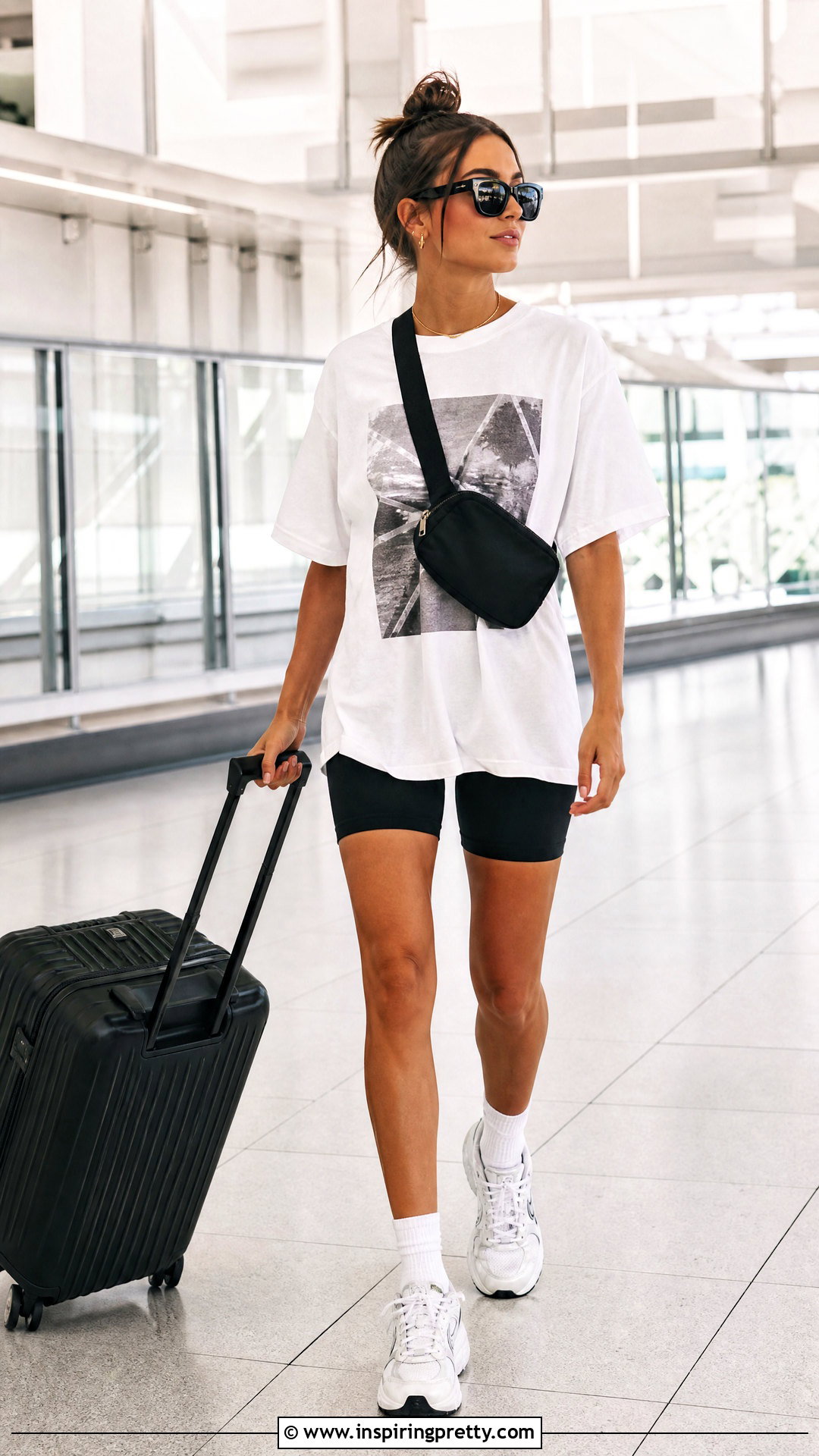 White Casual Graphic Tee With Biker Shorts - 20 White Casual Top Fashion outfit ideas