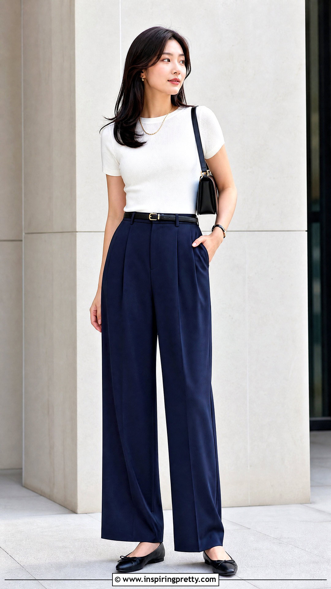 White Casual Knit Top With Wide Leg Pants - 20 White Casual Top Fashion outfit ideas