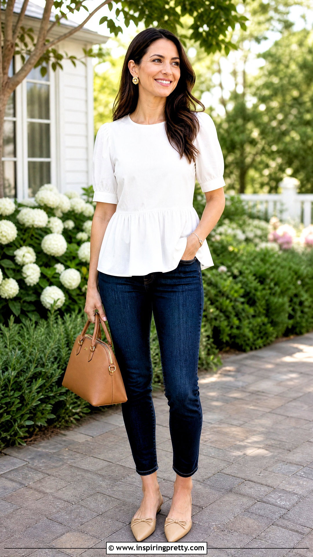 White Casual Peplum Top With Ankle Jeans - 20 White Casual Top Fashion outfit ideas