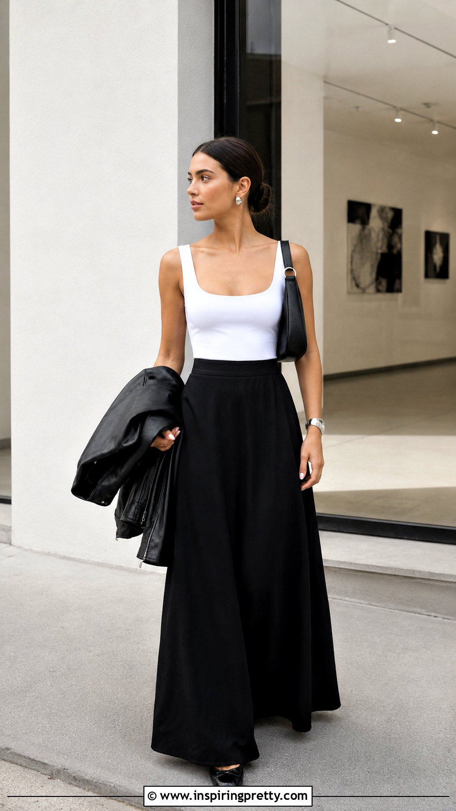 White Cleo Top With Black Maxi Skirt - 25 Cleo Tops outfit ideas