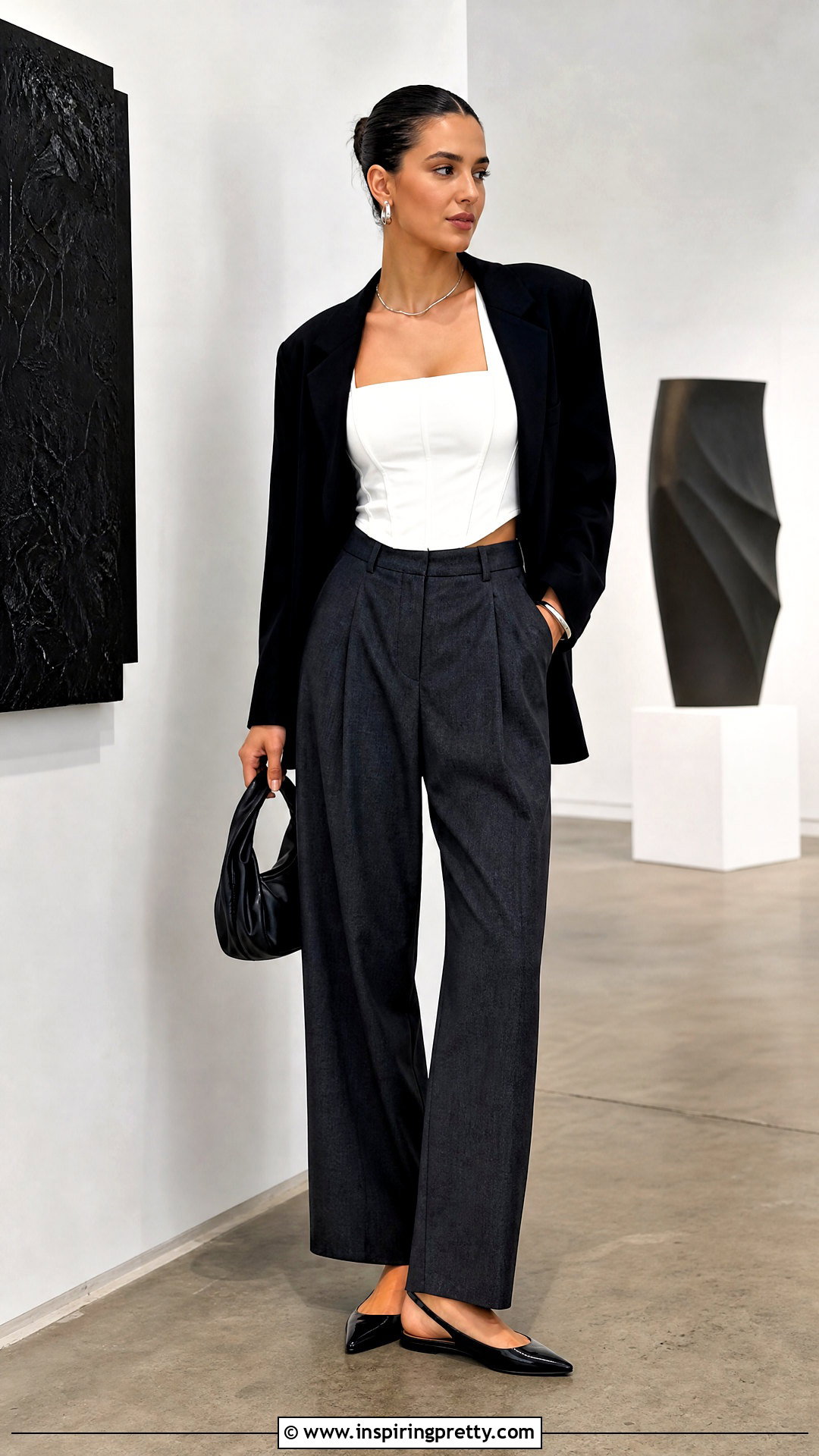 White Corset Style Top With Trousers - 50 white top outfit ideas