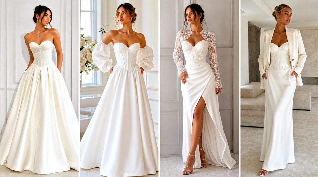25 White Corset Top Wedding Outfit Ideas for Modern Brides