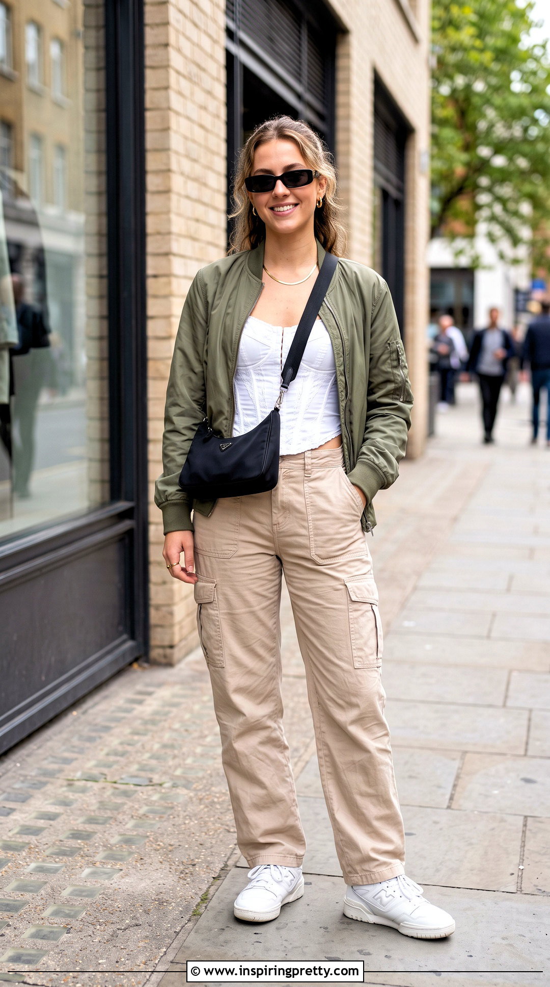 White Corset Top With Beige Cargo Pants - 50 white corset top outfit ideas