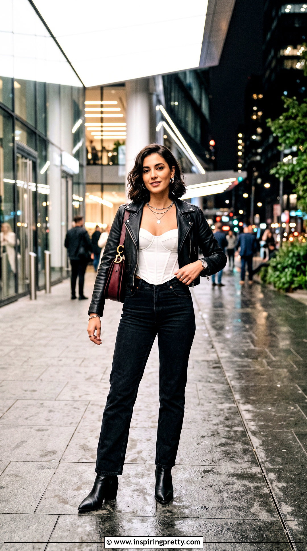 White Corset Top With Black Straight Leg Jeans - 50 white corset top outfit ideas