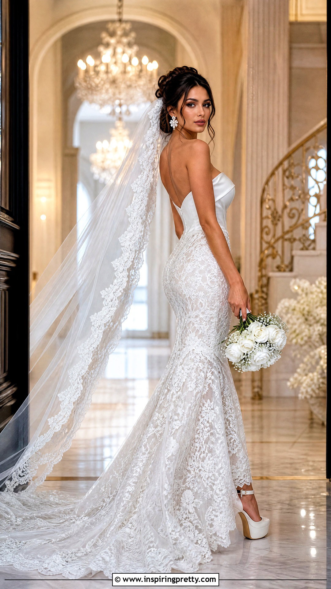 White Corset Top With Lace Mermaid Skirt - 25 White Corset Top Wedding outfit ideas