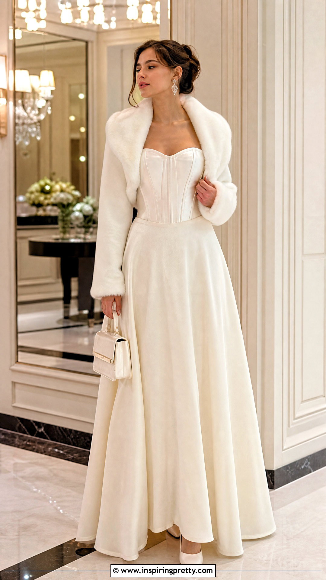 White Corset Top With Velvet Winter Wedding Skirt - 25 White Corset Top Wedding outfit ideas