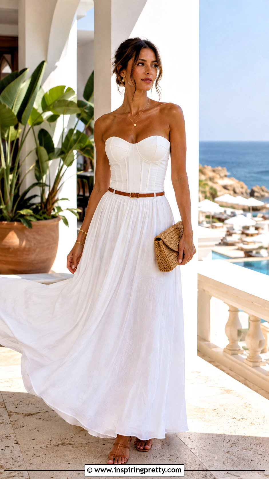White Corset Top With White Maxi Skirt - 25 Shein White Corset Top outfit ideas