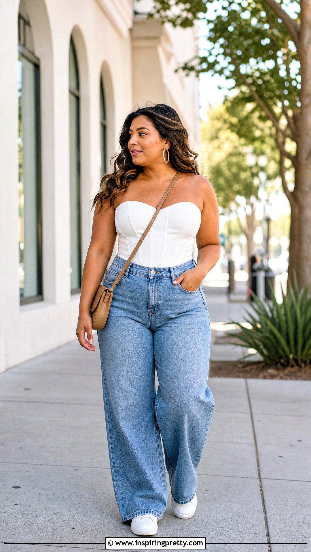 White Corset Top With Wide Leg Jeans - 20 corset top fashion ideas