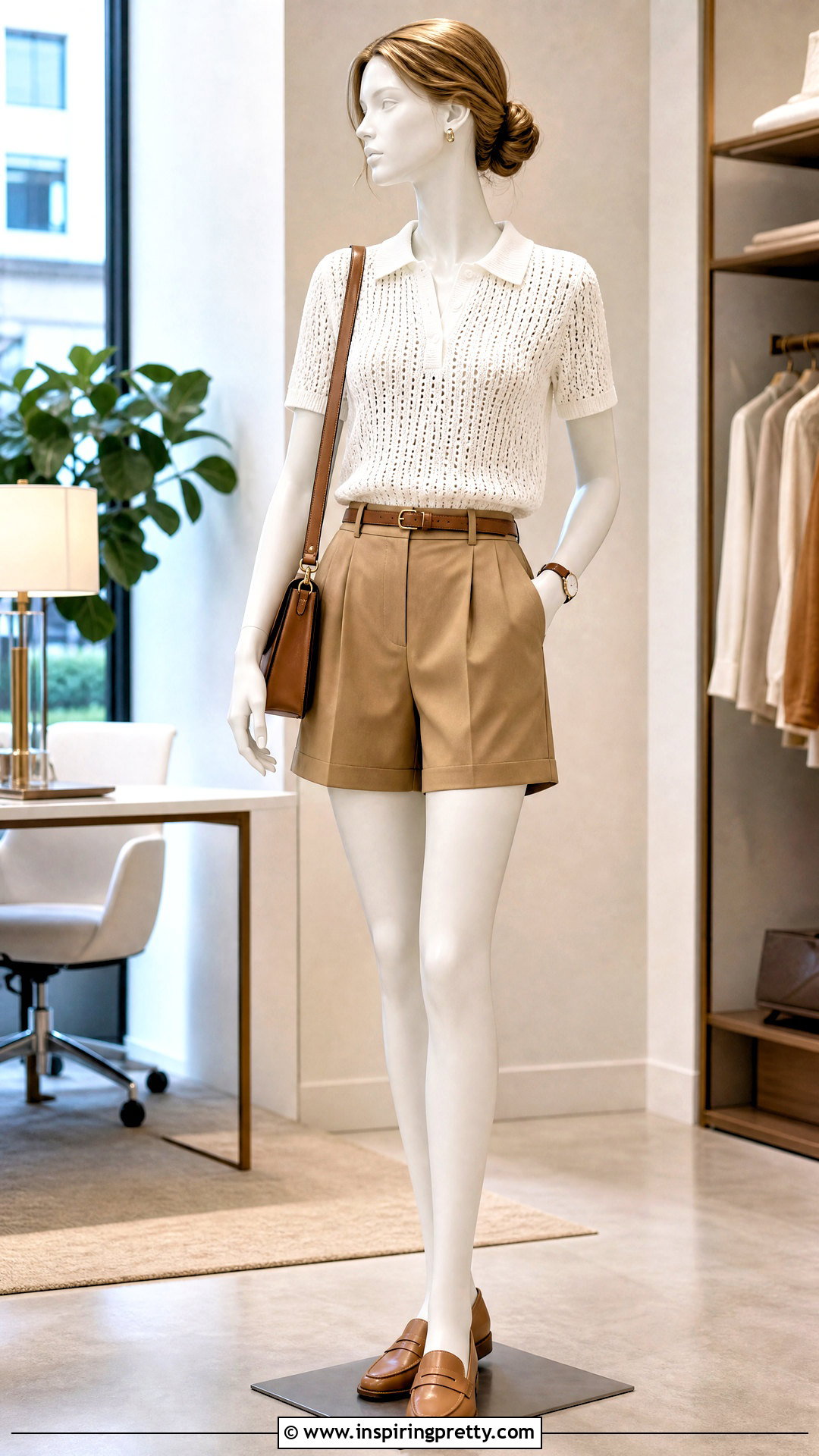 White Crochet Polo Top With Tailored Shorts - 20 white crochet top on mannequin ideas
