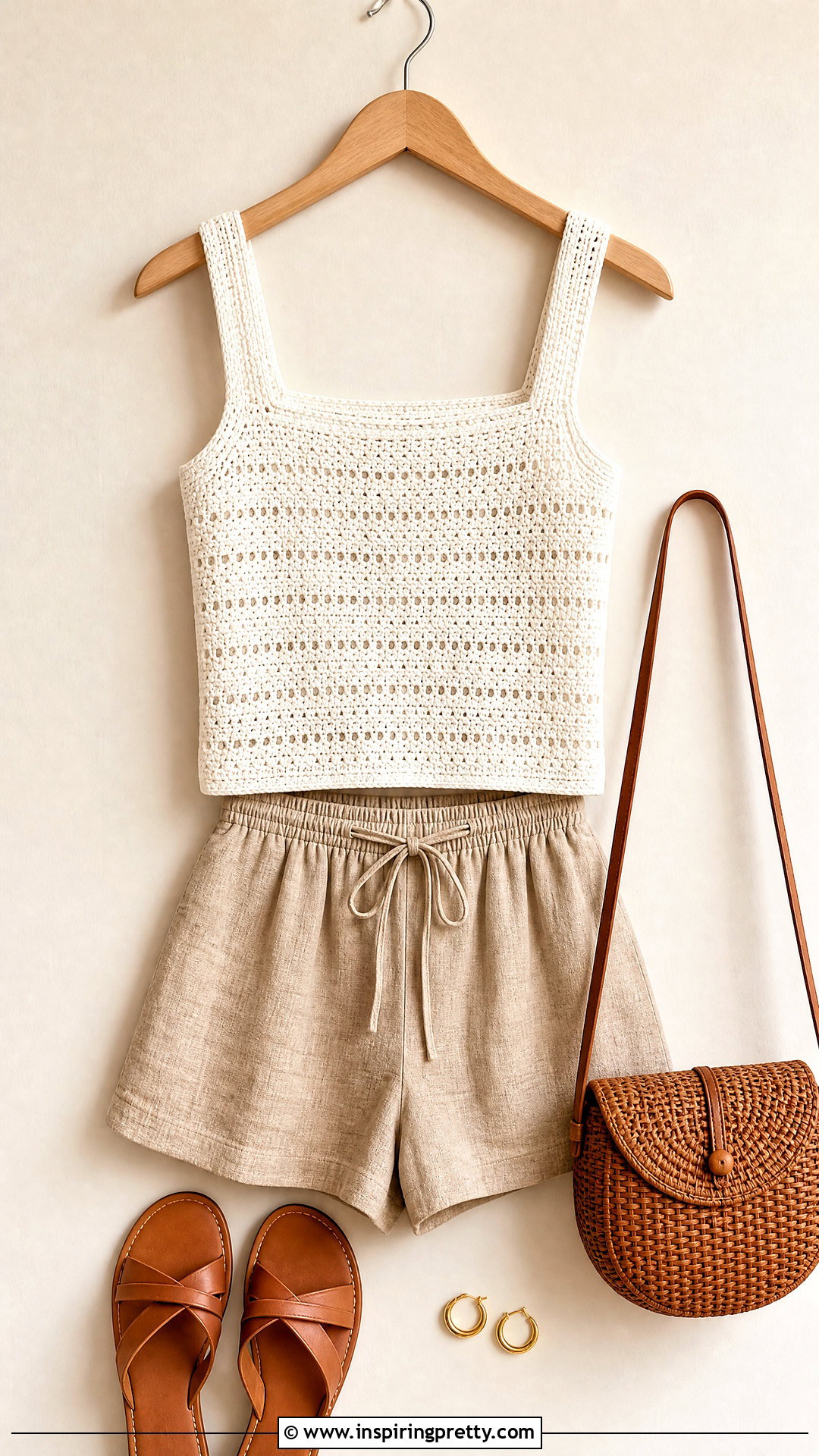 White Crochet Tank Top Outfit On Wooden Hanger - 20 crochet tank top on hanger ideas