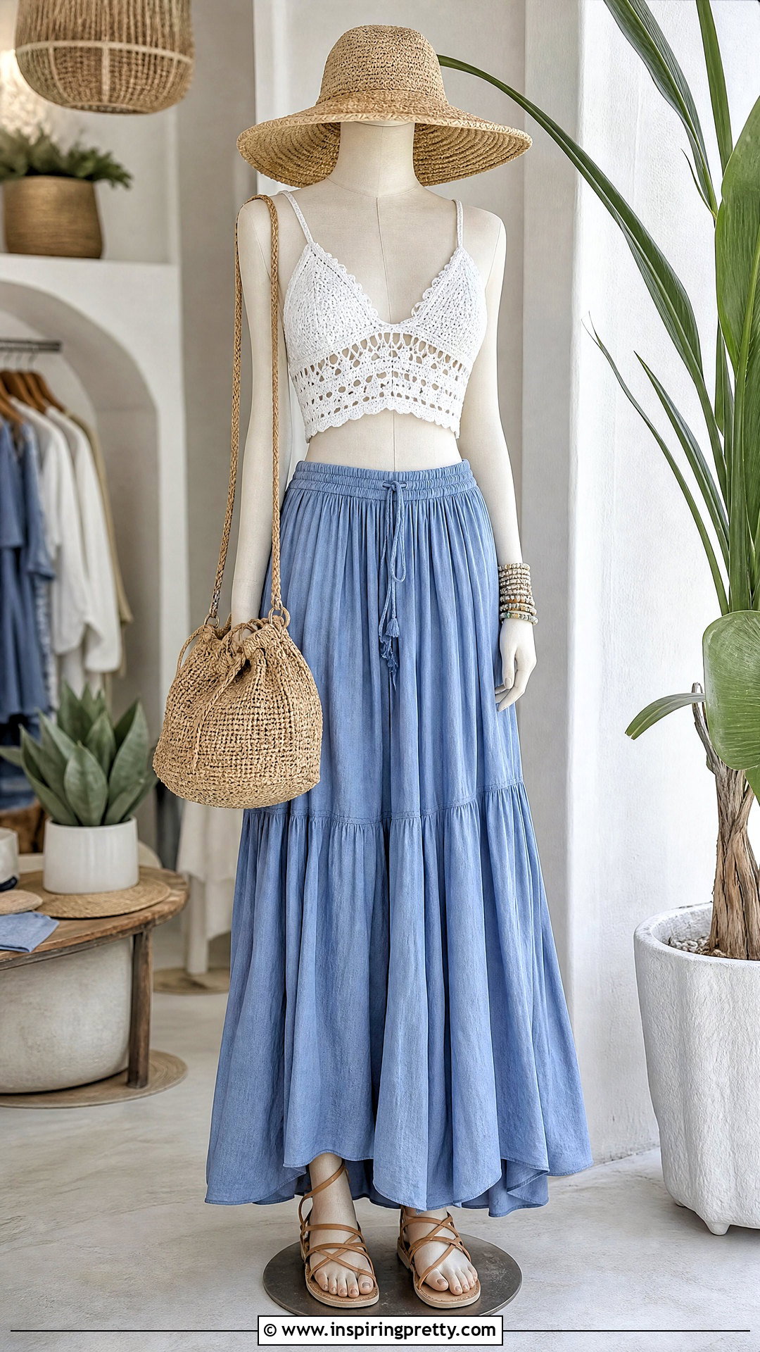 White Crochet Top With Flowy Maxi Skirt - 20 white crochet top on mannequin ideas