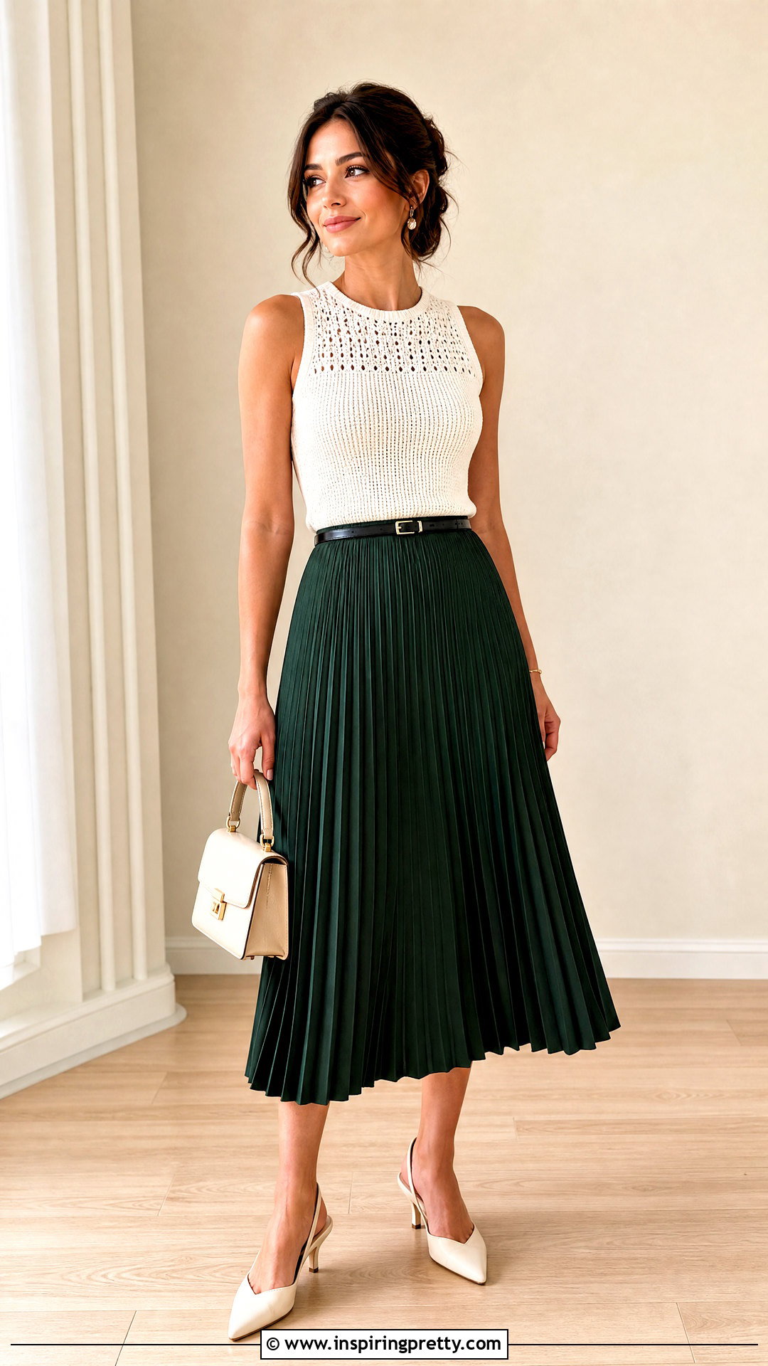 White Crochet Top With Pleated Midi Skirt Outfit - 20 white crochet top on wooden floor outfit ideas