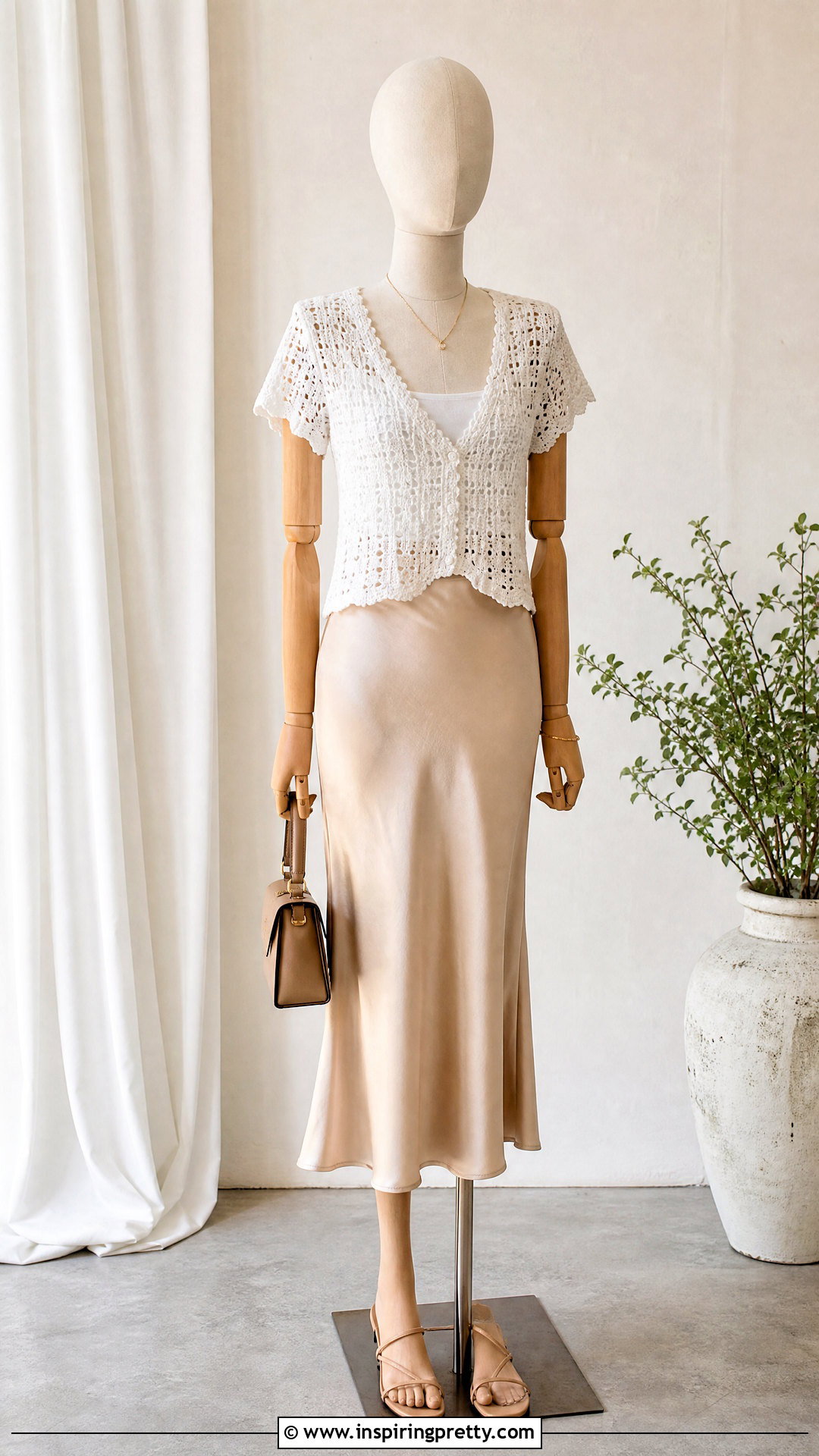 White Crochet Top With Satin Midi Skirt - 20 white crochet top on mannequin ideas