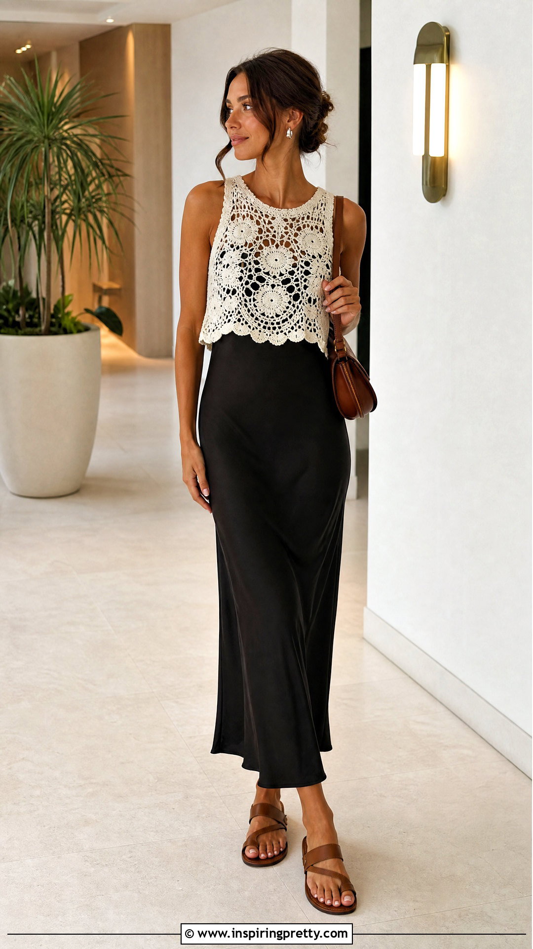 White Crochet Top With Slip Dress - 50 white crochet top outfit ideas