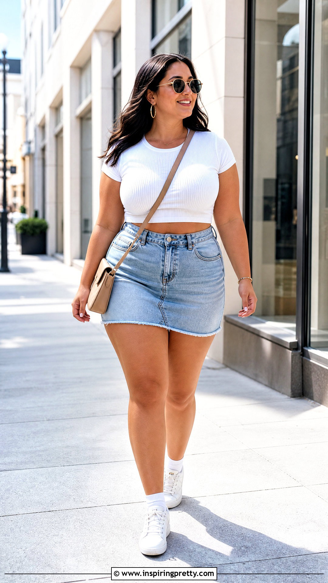 White Crop Top And Denim Mini Skirt Outfit - 50 Crop Top Skirt outfits