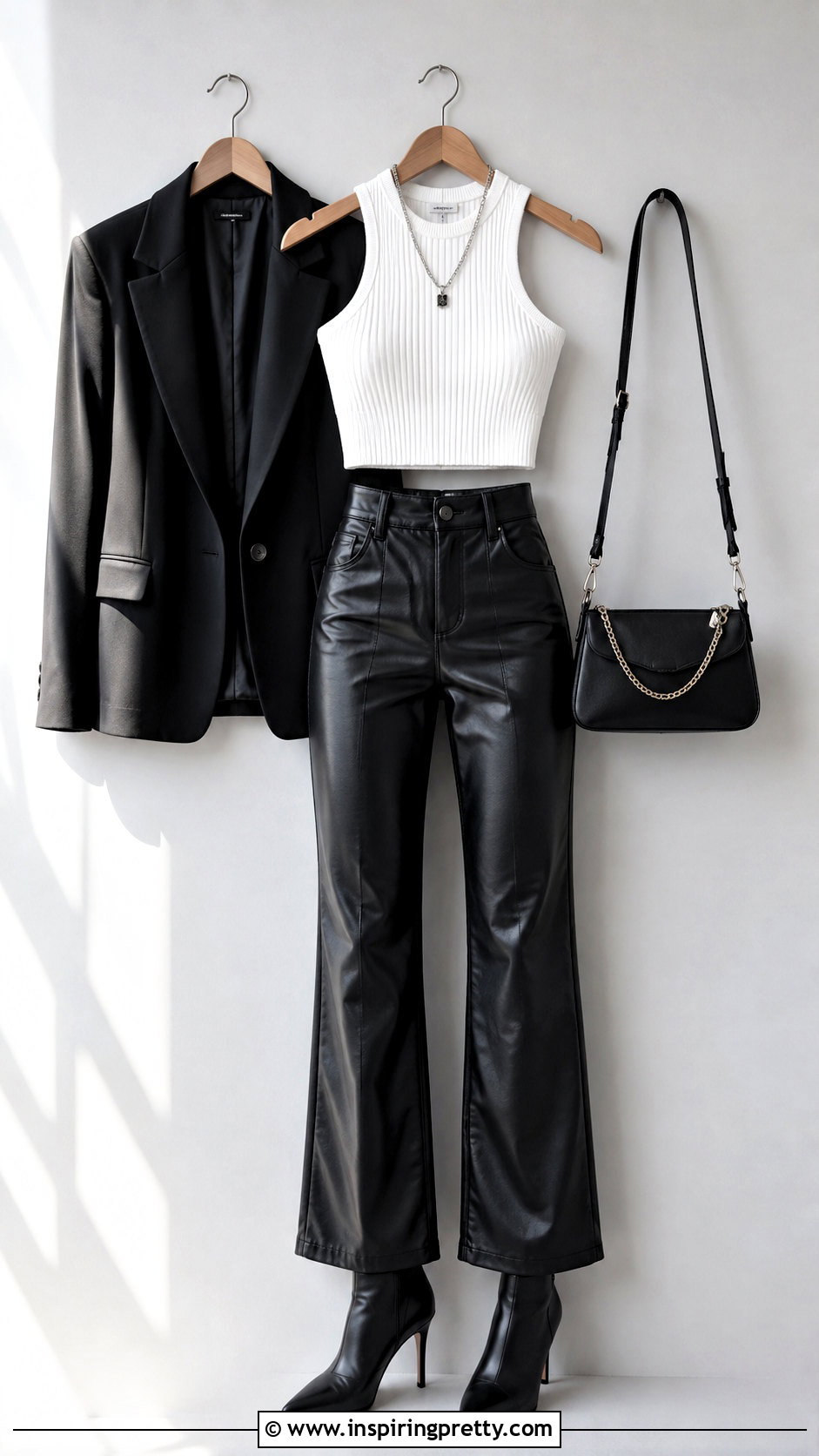 White Crop Top And Faux Leather Pants On Hanger - 20 white crop top on hanger ideas